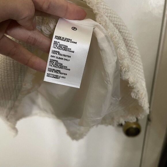 HD IN PARIS TWEEDED OPEN-SHOULDER DRESS COLD SHOULDER DRESS IVORY ANTHROPOLOGIE - Picture 7 of 7